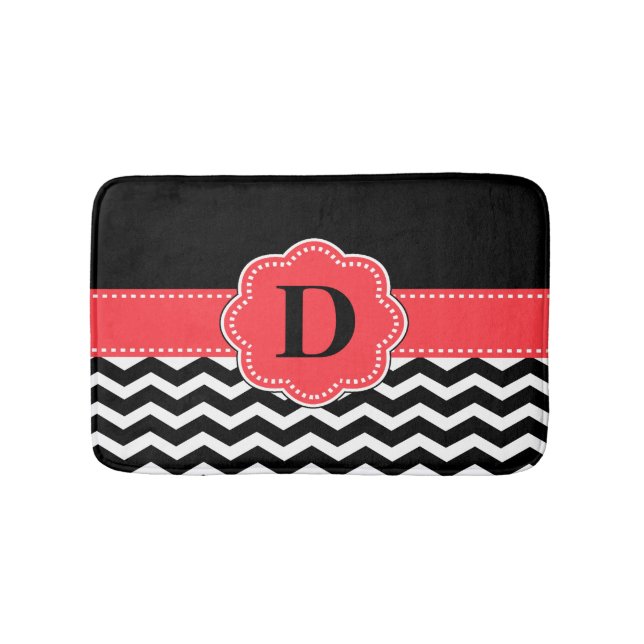 Tapis De Bain Couverture de corail noire de Chevron (Devant)