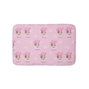 Tapis De Bain Cowgirl Casquette Rose Et Bottes Pois Mat De Bain