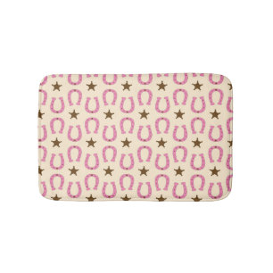 Tapis De Bain Cowgirl Fer à Cheval Rose Étoile de Shérif Pays Te