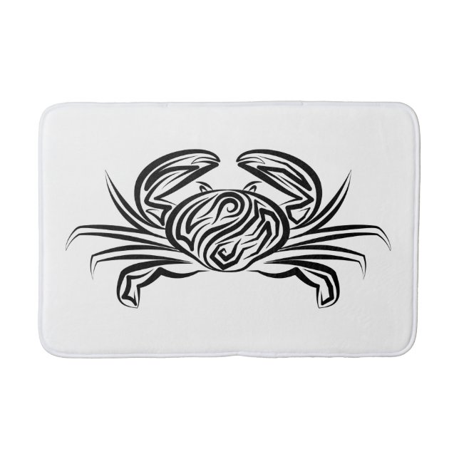 Tapis De Bain Crabe tribal noir et blanc (Devant)