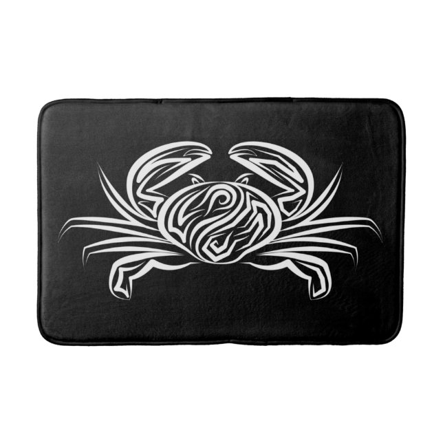 Tapis De Bain Crabe tribal noir et blanc (Devant)