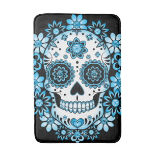 Tapis De Bain Crâne à sucre bleu
