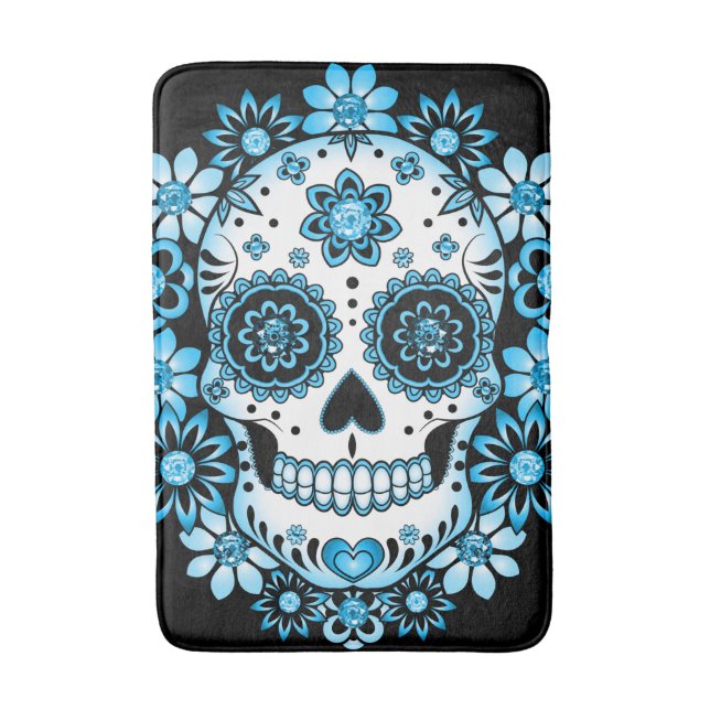 Tapis De Bain Crâne à sucre bleu (Devant (Vertical))