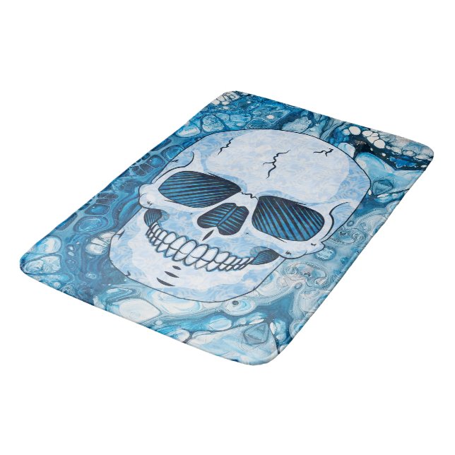 Tapis De Bain Crâne bleu cool (Angle)