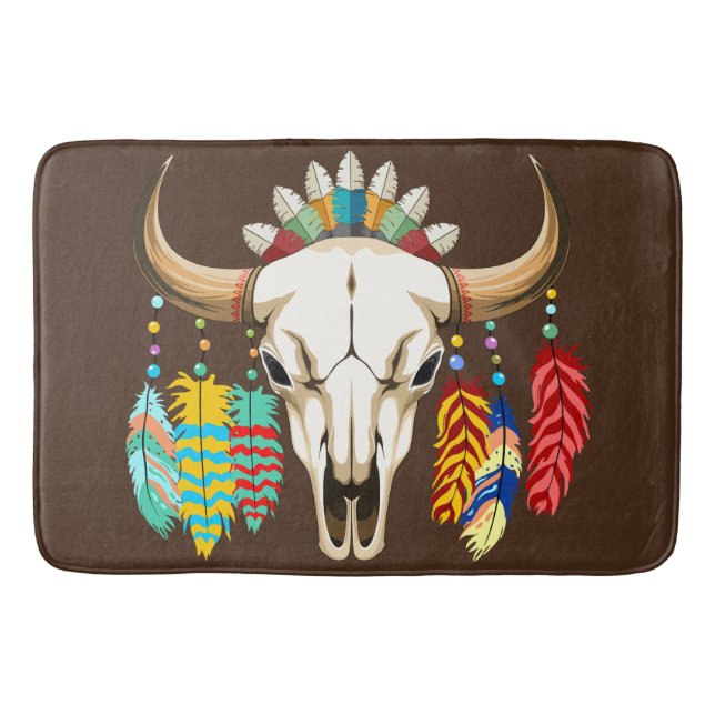Tapis De Bain Crâne de buffle emblème amérindien (Devant)
