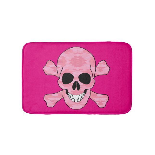 Tapis De Bain Crâne De Camouflage Rose Et Mat De Bain Crossbones (Devant)
