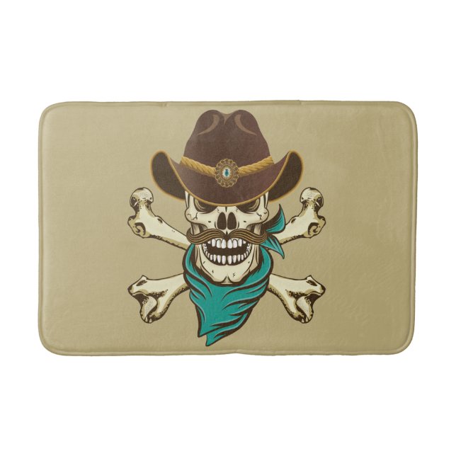 Tapis De Bain Crâne de cow-boy et os croisés (Devant)
