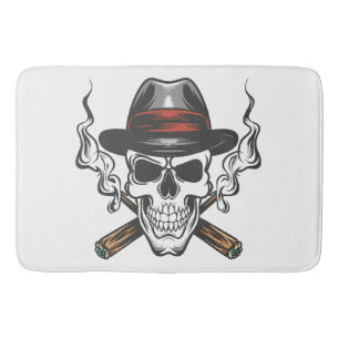 Tapis De Bain Crâne de gangster avec chapeau fedora