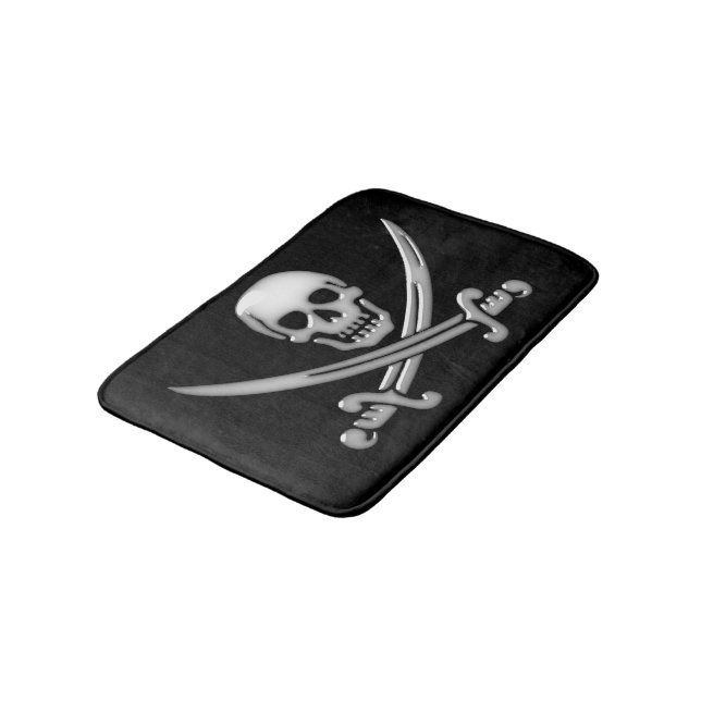 Tapis De Bain Crâne de pirate et os croisés avec épée (Angle)