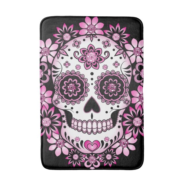 Tapis De Bain Crâne de sucre rose (Devant (Vertical))