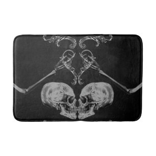 Tapis De Bain "Crâne en amour" Squelettes Vintage Noir