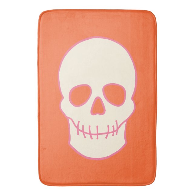 Tapis De Bain Crâne en rose, orange et crème (devant Vertical)