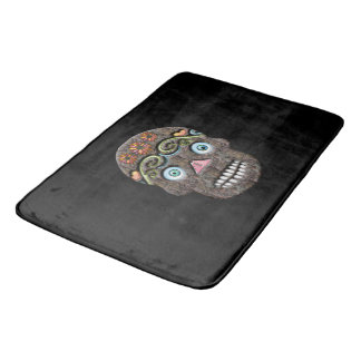 Tapis De Bain Crâne en Sucre de Jour des Morts (Mousseux)