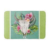 Crâne Floral Boho Sarcelle & Vert Couleurs Vives C
