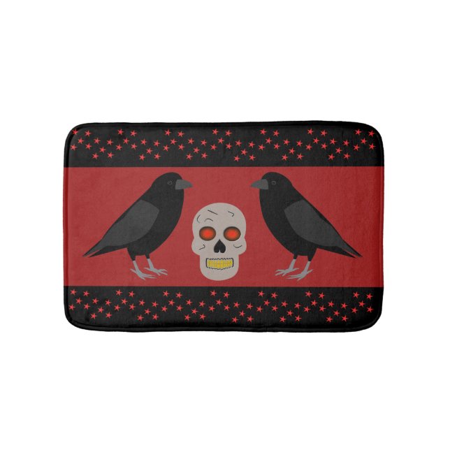 Tapis De Bain Crâne gothique et ravens du gardien Halloween (Devant)