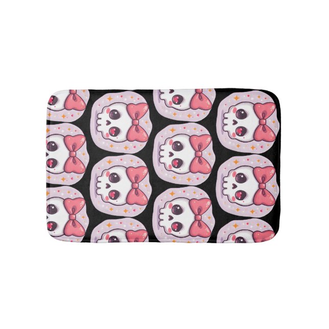 Tapis De Bain Crâne Pastel Goth avec un Nœud (Devant)