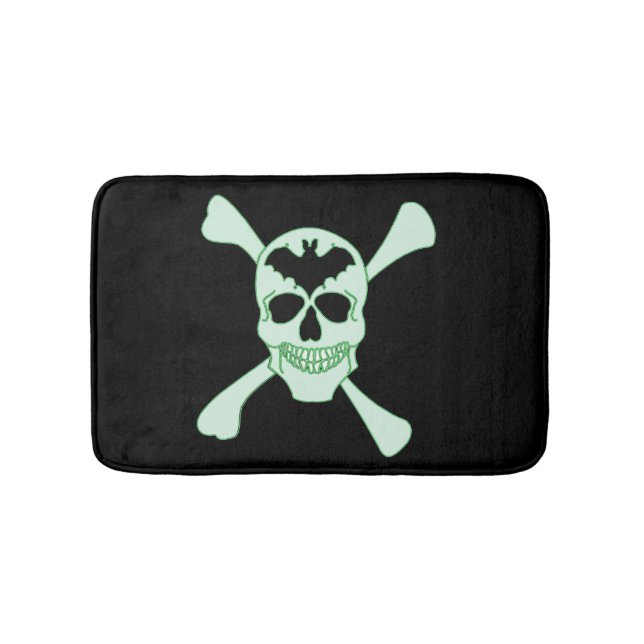 Tapis De Bain Crâne Vert Et Mat De Bain Crossbones (Devant)