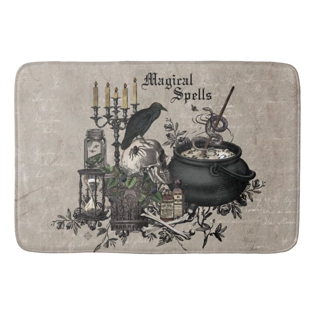 Tapis De Bain Crâne vintage moderne de Halloween (Devant)