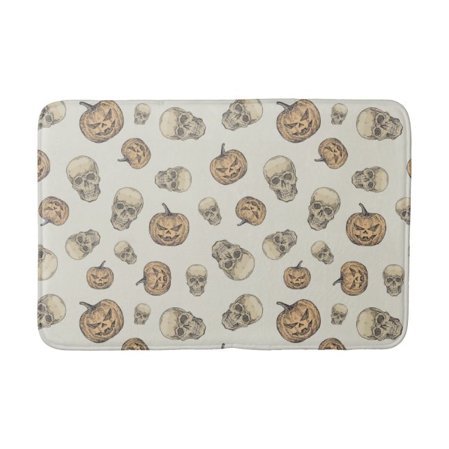 Tapis De Bain Crânes et Citrouille Motif d'Halloween (Devant)