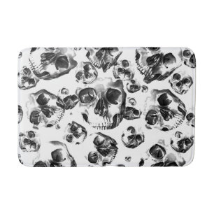 Tapis De Bain Crânes Noir & Blanc Squelette Motif d'Art de Crâne