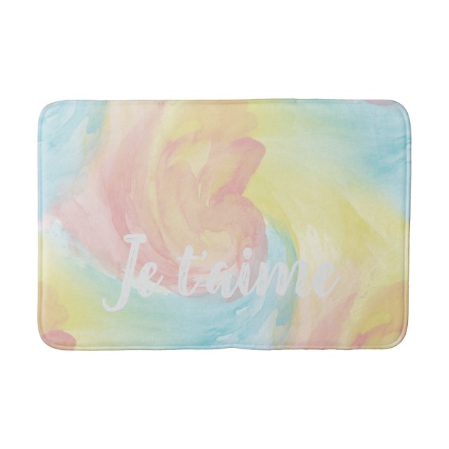 Tapis De Bain Cravate-Dye Retro Pastel Peinture d'Aquarelle dans (Devant)