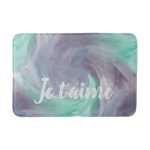 Tapis De Bain Cravate-teinture violet vert peint Aquarelle dans 
