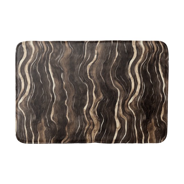 Tapis De Bain Creamy Brown Chocolate Gold Wavy Stripes Christmas (Devant)