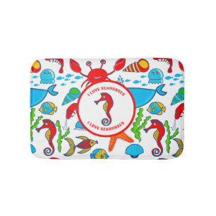 Tapis De Bain Créatures de la mer colorée Motif Avec Cheval de m