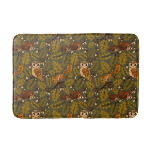 Tapis De Bain Créatures des bois et Motif Feuille