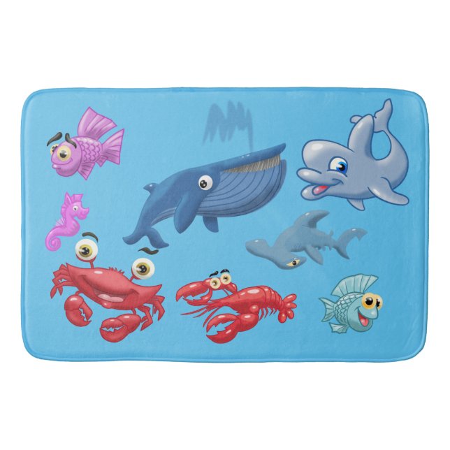 Tapis De Bain Créatures marines amusantes (Devant)