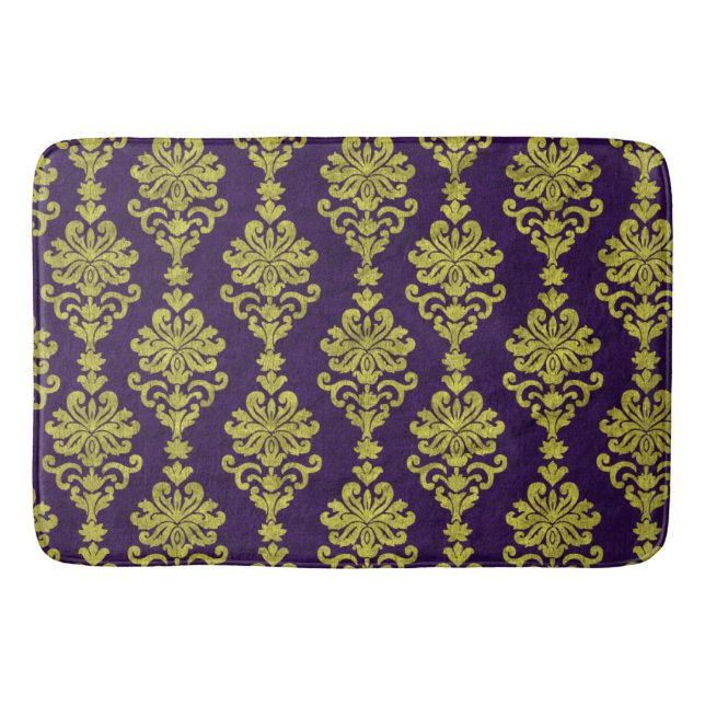 Tapis De Bain Créez votre propre damassé d'or de pourpre royal (Devant)
