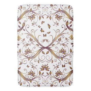 Tapis De Bain Créez votre propre damassé pourpre d'or de