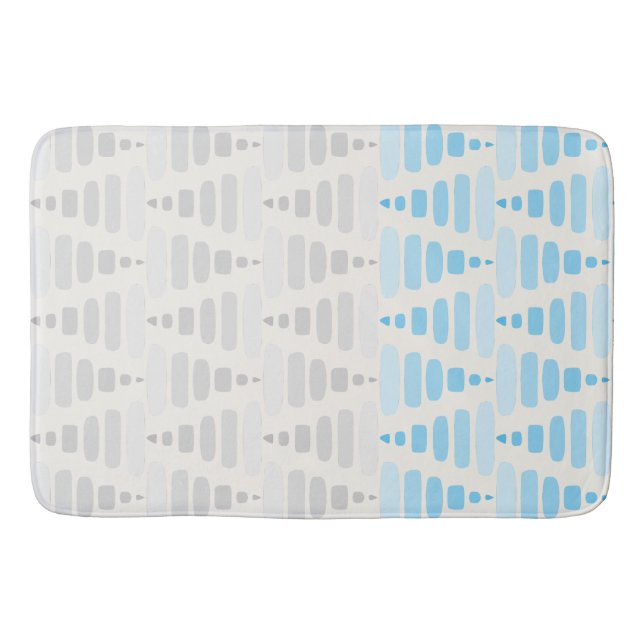 Tapis De Bain crème bleue brumeuse gris Stacked Triangle Blocks (Devant)