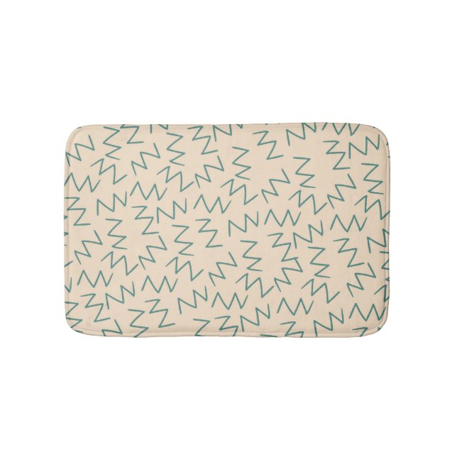 Tapis De Bain Crème bleue Tribal Zig Zag Stripes Motif (Devant)