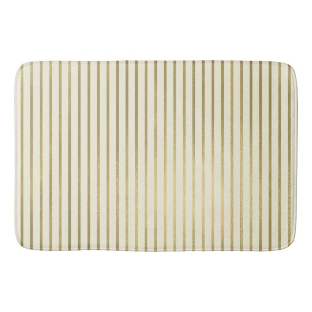 Tapis De Bain Crème chaude - Grandes dorées Minimal Chic Motif (Devant)