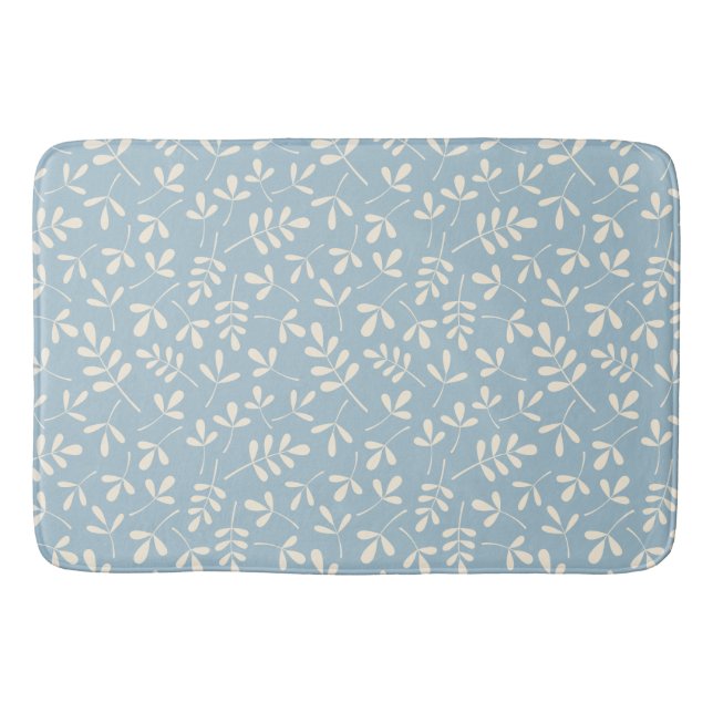 Tapis De Bain Crème Feuille agrafée sur Motif Répété bleu (Devant)