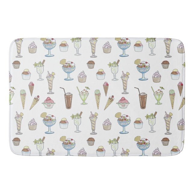 Tapis De Bain Crème glacée Sundae Desserts Motif Blanc (Devant)