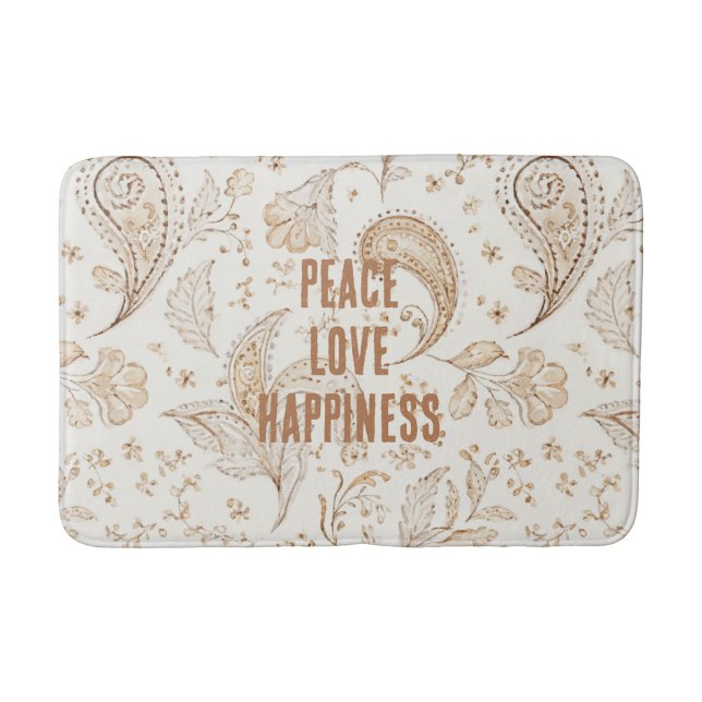 Tapis De Bain Crème Marron Boho Bohème   (Devant)