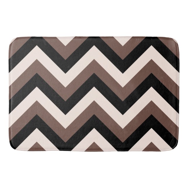 Tapis De Bain Crème Motif Zigzag Noir Brown (Devant)