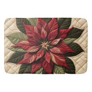 Tapis De Bain Crème Poinsettia Motif dorée