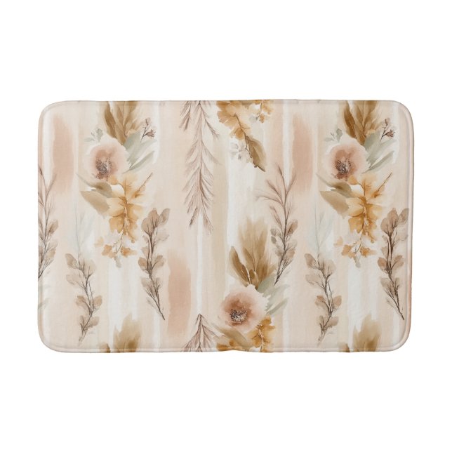 Tapis De Bain Crème Rustique Floral Boho (Devant)