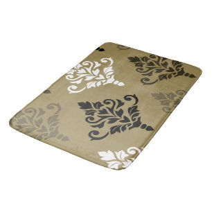 Tapis De Bain Cresta Damask Art I Black White Bronzes or