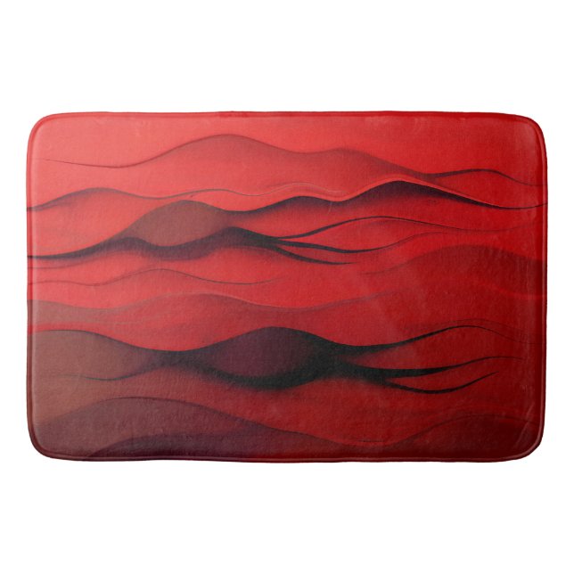Tapis De Bain Crimson Flow – Abstract Red Waves of Motion (Devant)