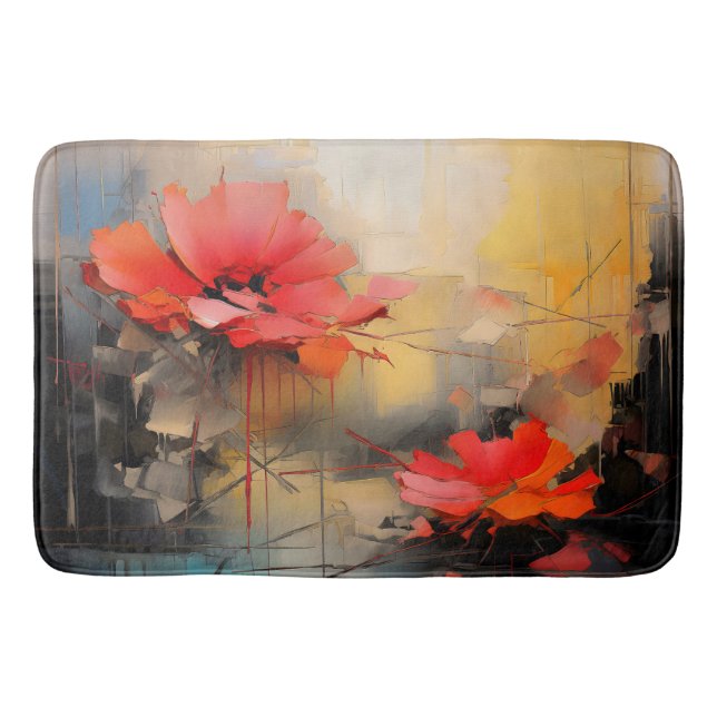 Tapis De Bain Crimson Silence – Abstract Poppies in Urban Light (Devant)