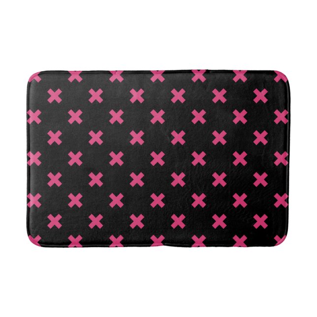 Tapis De Bain Crochis Fuchsia sur noir (Devant)