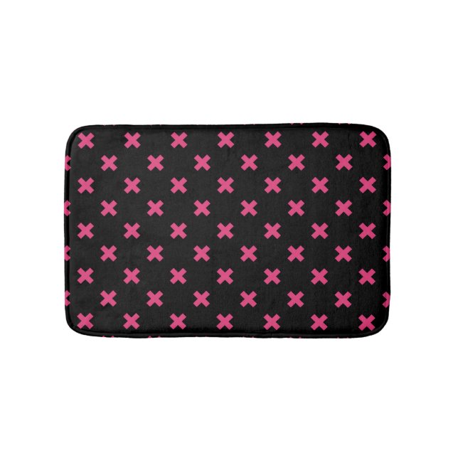 Tapis De Bain Crochis Fuchsia sur noir (Devant)