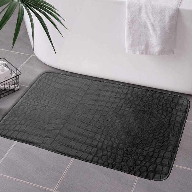 Tapis De Bain Crocodile noir en cuir imprimé (Créateur téléchargé)