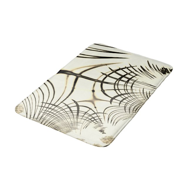 Tapis De Bain Croisé brun écrou ou kaki courbe traces beige (Angle)