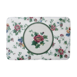 Tapis de bain croisé rose de point