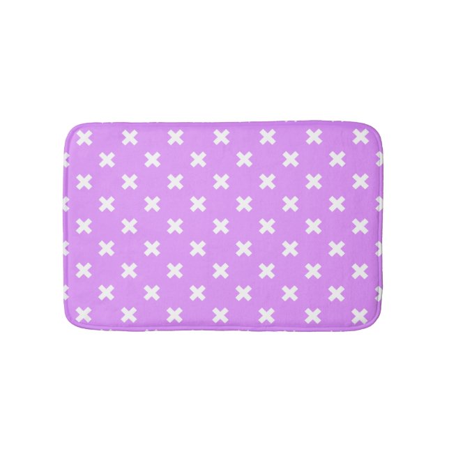Tapis De Bain Croix blanches sur lilas (Devant)